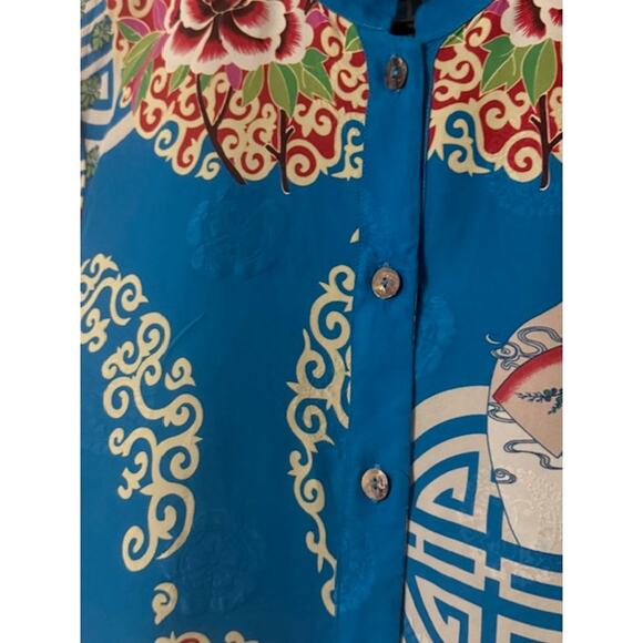 Citron Santa Monica Bouquet Clusters Silk Blouse XL - Picture 10 of 11